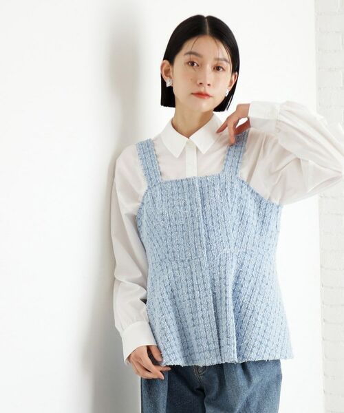 THE SHOP TK/ザ ショップ ティーケー ジャガードデニムビスチェ【洗濯機OK】 ブルー(092) 12(M) THE SHOP TK/ザ ショップ ティーケー ジャガードデニムビスチェ【洗濯機OK】 ブルー(092) 12(M)