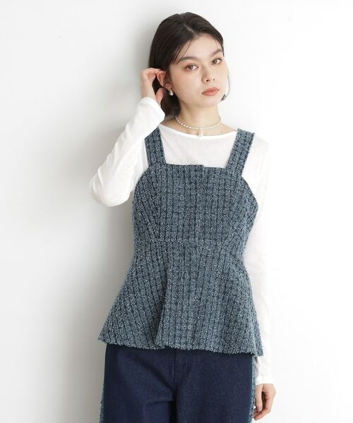 THE SHOP TK / ザ ショップ ティーケー ベスト | ジャカードデニムビスチェ【洗濯機OK】 | 詳細1