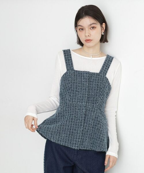 THE SHOP TK/ザ ショップ ティーケー ジャガードデニムビスチェ【洗濯機OK】 ネイビー(094) 12(M) THE SHOP TK/ザ ショップ ティーケー ジャガードデニムビスチェ【洗濯機OK】 ネイビー(094) 12(M)