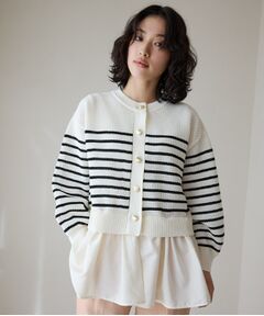 THE SHOP TK / ザ ショップ ティーケー カーディガン・ボレロ | 布帛ドッキングメッシュカーデ