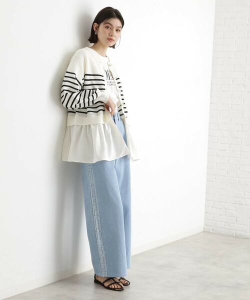 THE SHOP TK / ザ ショップ ティーケー カーディガン・ボレロ | 布帛ドッキングメッシュカーデ | 詳細11