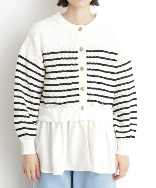 THE SHOP TK / ザ ショップ ティーケー カーディガン・ボレロ | 布帛ドッキングメッシュカーデ | 詳細15