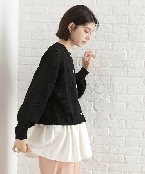 THE SHOP TK / ザ ショップ ティーケー カーディガン・ボレロ | 布帛ドッキングメッシュカーデ | 詳細2