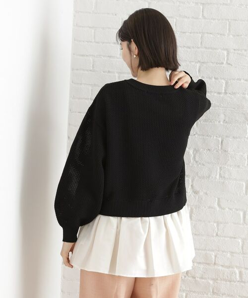 THE SHOP TK / ザ ショップ ティーケー カーディガン・ボレロ | 布帛ドッキングメッシュカーデ | 詳細3