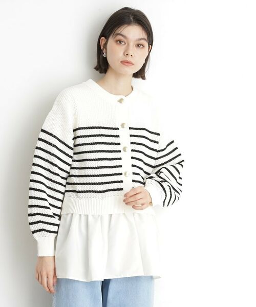 THE SHOP TK / ザ ショップ ティーケー カーディガン・ボレロ | 布帛ドッキングメッシュカーデ | 詳細8