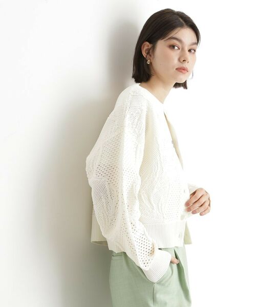 THE SHOP TK / ザ ショップ ティーケー ニット・セーター | レース編みカーディガン【前後2WAY】 | 詳細1