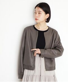 THE SHOP TK / ザ ショップ ティーケー レザーブルゾン・ジャケット | ノーカラーブルゾン