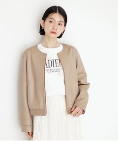 THE SHOP TK / ザ ショップ ティーケー レザーブルゾン・ジャケット | ノーカラーブルゾン