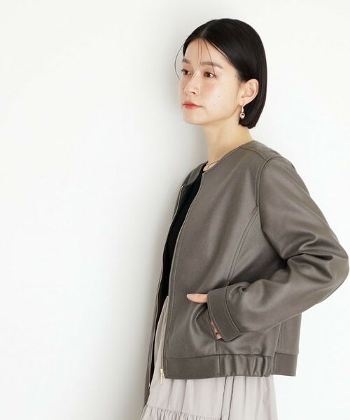 THE SHOP TK / ザ ショップ ティーケー レザーブルゾン・ジャケット | ノーカラーブルゾン | 詳細1