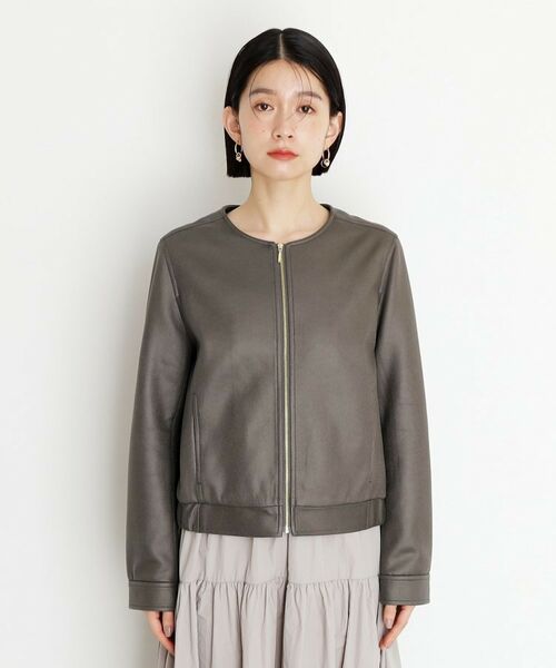 THE SHOP TK / ザ ショップ ティーケー レザーブルゾン・ジャケット | ノーカラーブルゾン | 詳細9