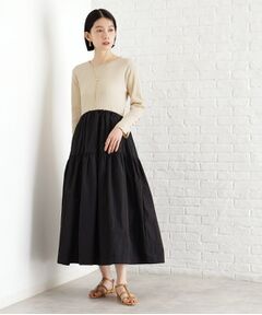 THE SHOP TK / ザ ショップ ティーケー ロング・マキシ丈ワンピース | ニットドッキングワンピース【洗える】