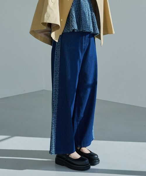 THE SHOP TK/ザ ショップ ティーケー 【セットアップ可】ジャガ―ドデニムパンツ/洗える ネイビー(094) 13(L) THE SHOP TK/ザ ショップ ティーケー 【セットアップ可】ジャガ―ドデニムパンツ/洗える ネイビー(094) 13(L)