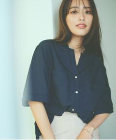 THE SHOP TK / ザ ショップ ティーケー シャツ・ブラウス | ダブルポケット5分袖シャツ【体型カバー/洗濯機OK】