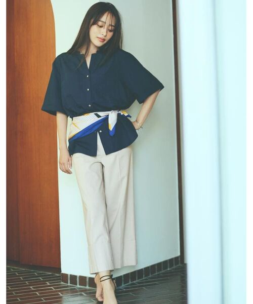 THE SHOP TK / ザ ショップ ティーケー シャツ・ブラウス | ダブルポケット5分袖シャツ【体型カバー/洗濯機OK】 | 詳細1