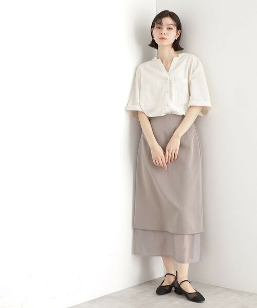 THE SHOP TK / ザ ショップ ティーケー シャツ・ブラウス | ダブルポケット5分袖シャツ【体型カバー/洗濯機OK】 | 詳細14