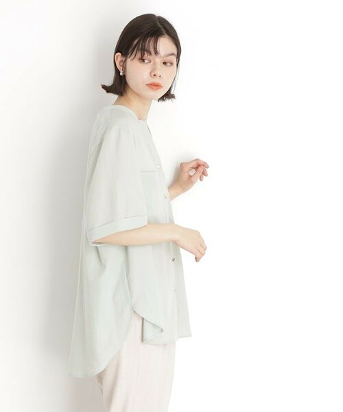 THE SHOP TK / ザ ショップ ティーケー シャツ・ブラウス | ダブルポケット5分袖シャツ【体型カバー/洗濯機OK】 | 詳細18