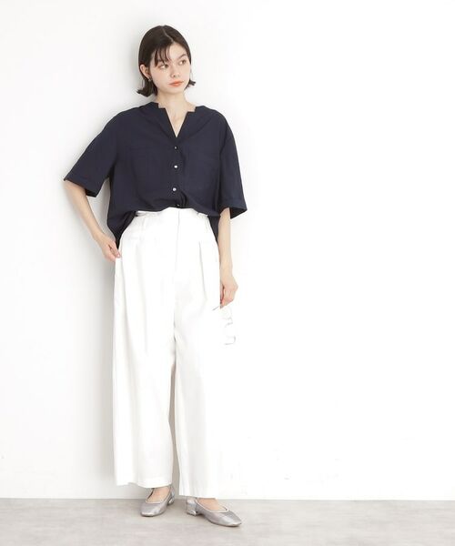 THE SHOP TK / ザ ショップ ティーケー シャツ・ブラウス | ダブルポケット5分袖シャツ【体型カバー/洗濯機OK】 | 詳細27