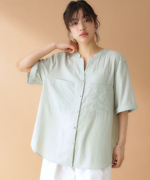 THE SHOP TK / ザ ショップ ティーケー シャツ・ブラウス | ダブルポケット5分袖シャツ【体型カバー/洗濯機OK】 | 詳細8