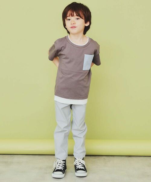 THE SHOP TK / ザ ショップ ティーケー Tシャツ | 【110-160】レイヤー風ポケットTシャツ/洗濯機OK | 詳細1