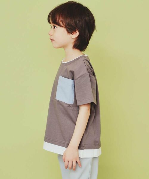 THE SHOP TK / ザ ショップ ティーケー Tシャツ | 【110-160】レイヤー風ポケットTシャツ/洗濯機OK | 詳細4