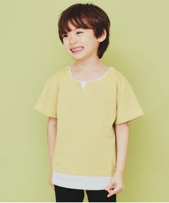 THE SHOP TK / ザ ショップ ティーケー Tシャツ | 【110-160】キーネックレイヤード風Tシャツ/洗濯機OK