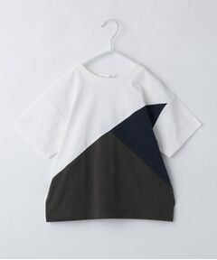 THE SHOP TK / ザ ショップ ティーケー Tシャツ | 【110－160】斜め切替配色Tシャツ/洗濯機OK