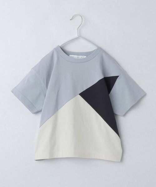 THE SHOP TK / ザ ショップ ティーケー Tシャツ | 【110-160】斜め切替配色Tシャツ/洗濯機OK | 詳細13