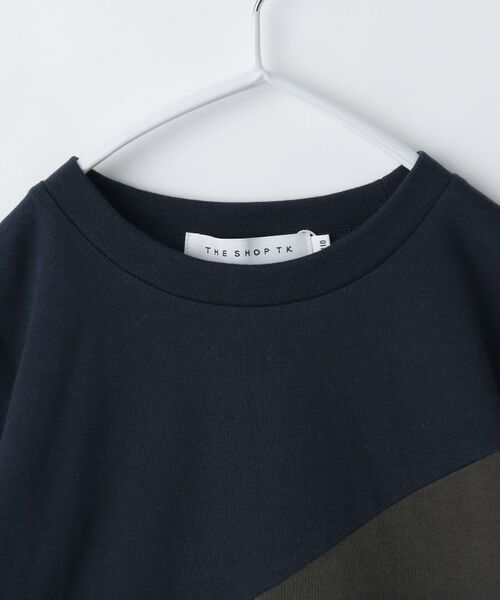 THE SHOP TK / ザ ショップ ティーケー Tシャツ | 【110-160】斜め切替配色Tシャツ/洗濯機OK | 詳細7