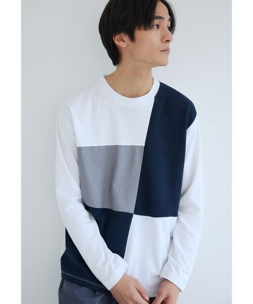 THE SHOP TK / ザ ショップ ティーケー カットソー | パネルブロッキング長袖Tシャツ | 詳細1