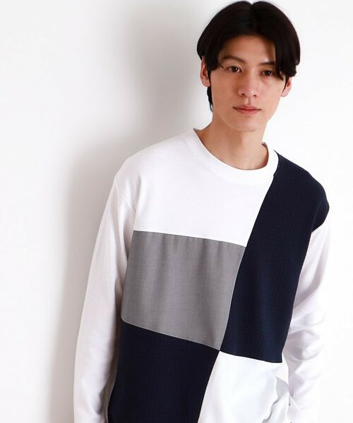 THE SHOP TK / ザ ショップ ティーケー カットソー | パネルブロッキング長袖Tシャツ | 詳細3