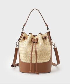 THE SHOP TK / ザ ショップ ティーケー ショルダーバッグ | 雑材合皮コンビ巾着バッグ