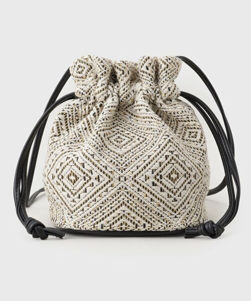 THE SHOP TK/ザ ショップ ティーケー ラメ幾何柄ショルダー巾着バッグ ブラック(419) 00 THE SHOP TK/ザ ショップ ティーケー ラメ幾何柄ショルダー巾着バッグ ブラック(419) 00
