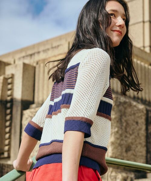 THE SHOP TK / ザ ショップ ティーケー ニット・セーター | マルチボーダートップス【洗える】 | 詳細1