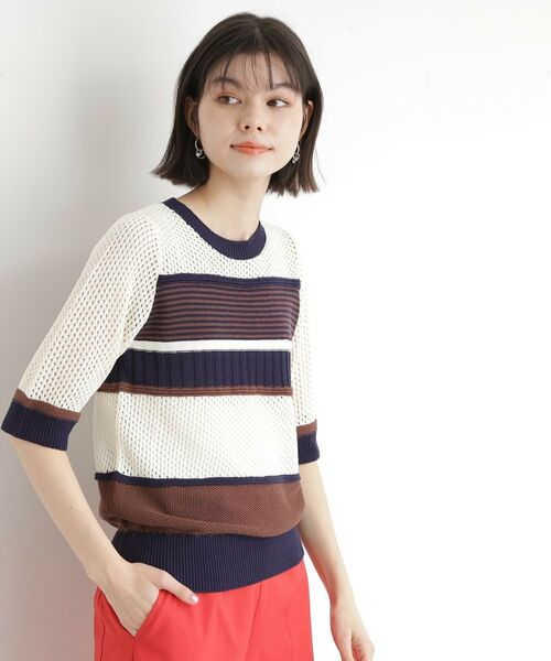 THE SHOP TK / ザ ショップ ティーケー ニット・セーター | マルチボーダートップス【洗える】 | 詳細3