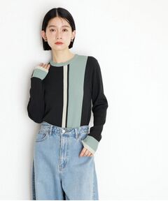 THE SHOP TK / ザ ショップ ティーケー ニット・セーター | 配色リブニット【洗える】
