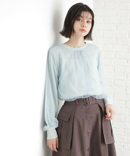 THE SHOP TK/ザ ショップ ティーケー チュール×ラメニット【洗える】 ブルー(091) 12(M) THE SHOP TK/ザ ショップ ティーケー チュール×ラメニット【洗える】 ブルー(091) 12(M)