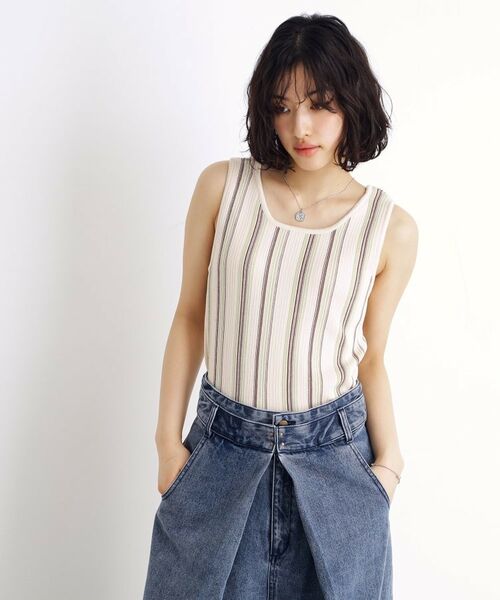 THE SHOP TK / ザ ショップ ティーケー キャミソール・チューブトップ | ランダムガータータンク【前後2WAY/洗濯機OK】 | 詳細18