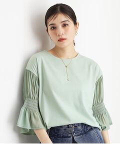 THE SHOP TK / ザ ショップ ティーケー カットソー | 袖シャーリングシアープルオーバー【洗濯機OK】