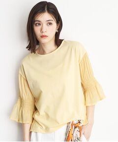 THE SHOP TK / ザ ショップ ティーケー カットソー | 袖シャーリングシアープルオーバー【洗濯機OK】