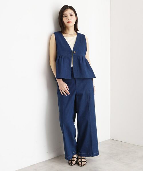 THE SHOP TK / ザ ショップ ティーケー ベスト | デニムペプラムベスト【洗える/親子リンク】 | 詳細1