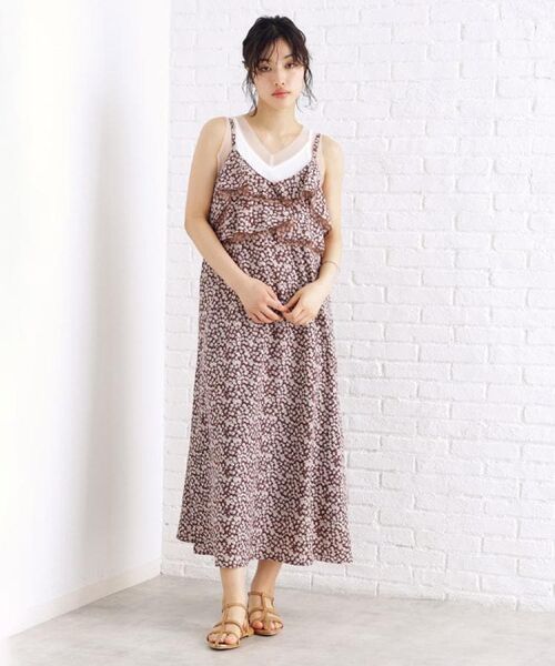 THE SHOP TK / ザ ショップ ティーケー ロング・マキシ丈ワンピース | 小花柄フリルキャミワンピース【洗える】 | 詳細3