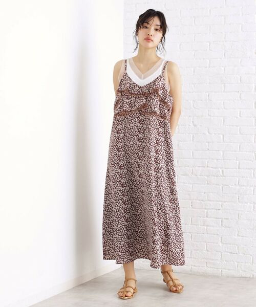 THE SHOP TK / ザ ショップ ティーケー ロング・マキシ丈ワンピース | 小花柄フリルキャミワンピース【洗える】 | 詳細4