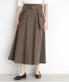 THE SHOP TK / ザ ショップ ティーケー ロング・マキシ丈スカート | フラップベルト付きスカート【洗える】