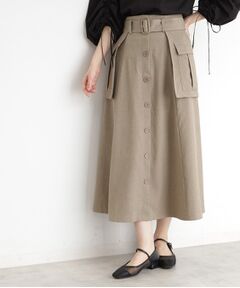 THE SHOP TK / ザ ショップ ティーケー ロング・マキシ丈スカート | フラップベルト付きスカート【洗える】