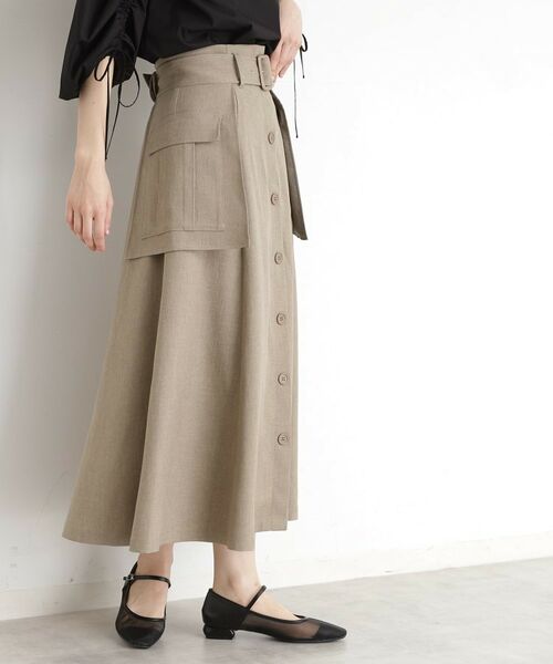 THE SHOP TK / ザ ショップ ティーケー ロング・マキシ丈スカート | フラップベルト付きスカート【洗える】 | 詳細1