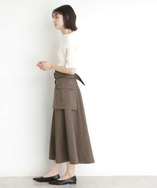THE SHOP TK / ザ ショップ ティーケー ロング・マキシ丈スカート | フラップベルト付きスカート【洗える】 | 詳細10