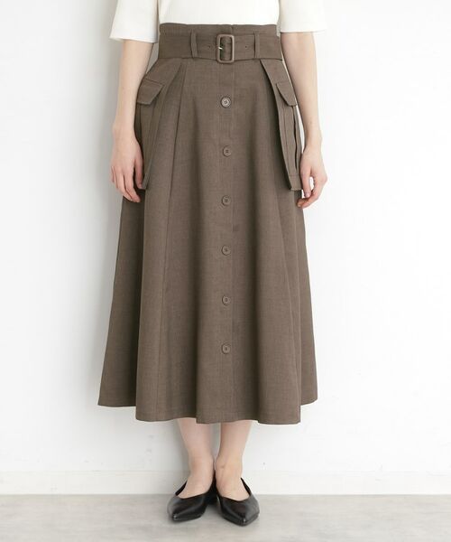 THE SHOP TK / ザ ショップ ティーケー ロング・マキシ丈スカート | フラップベルト付きスカート【洗える】 | 詳細13