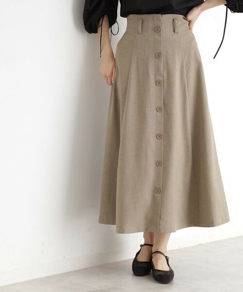 THE SHOP TK / ザ ショップ ティーケー ロング・マキシ丈スカート | フラップベルト付きスカート【洗える】 | 詳細3