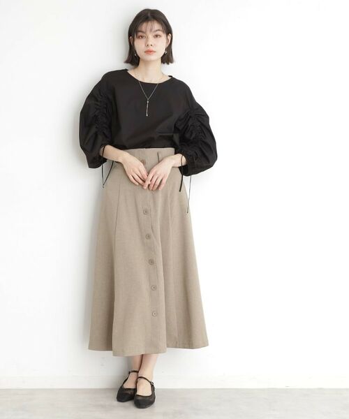 THE SHOP TK / ザ ショップ ティーケー ロング・マキシ丈スカート | フラップベルト付きスカート【洗える】 | 詳細5