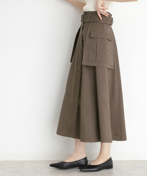 THE SHOP TK / ザ ショップ ティーケー ロング・マキシ丈スカート | フラップベルト付きスカート【洗える】 | 詳細7